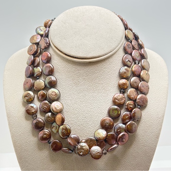 Silpada Classy Elegant Coin Pearl Fresh Water Iridescent Brown Necklace - Picture 1 of 13